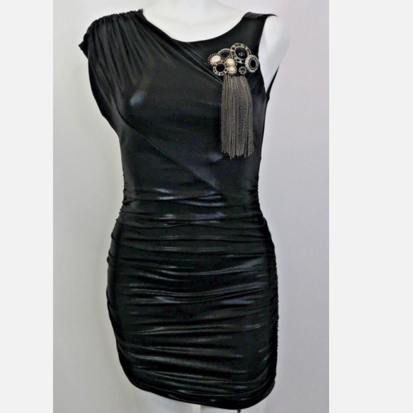 bebe Dresses & Skirts - bebe Black Bodycon Dress with Brooch Size XS